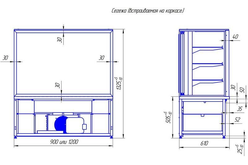 Фото Витрина кондитерская Элка Сегежа 0,90 встройка, без панелей 1