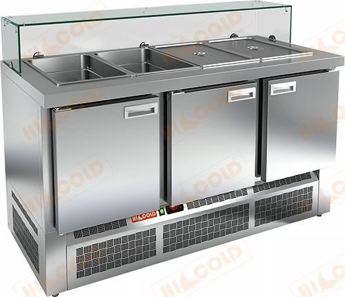 Фото Стол для салатов HICOLD SLE3-111GN низкое стекло 1