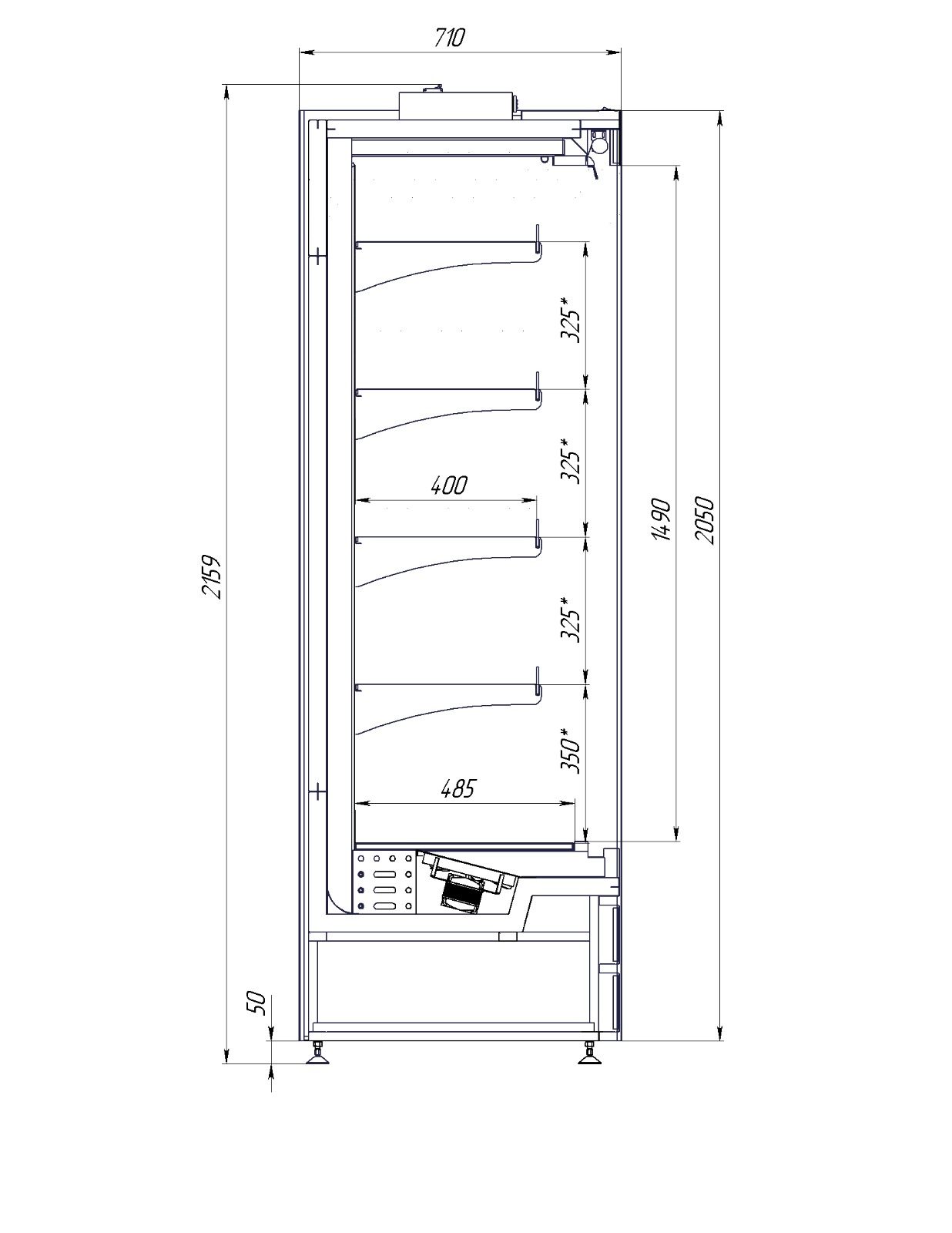 Фото Холодильная горка гастрономическая BONVINI GARDA 2500 (2500/710/2050) 1