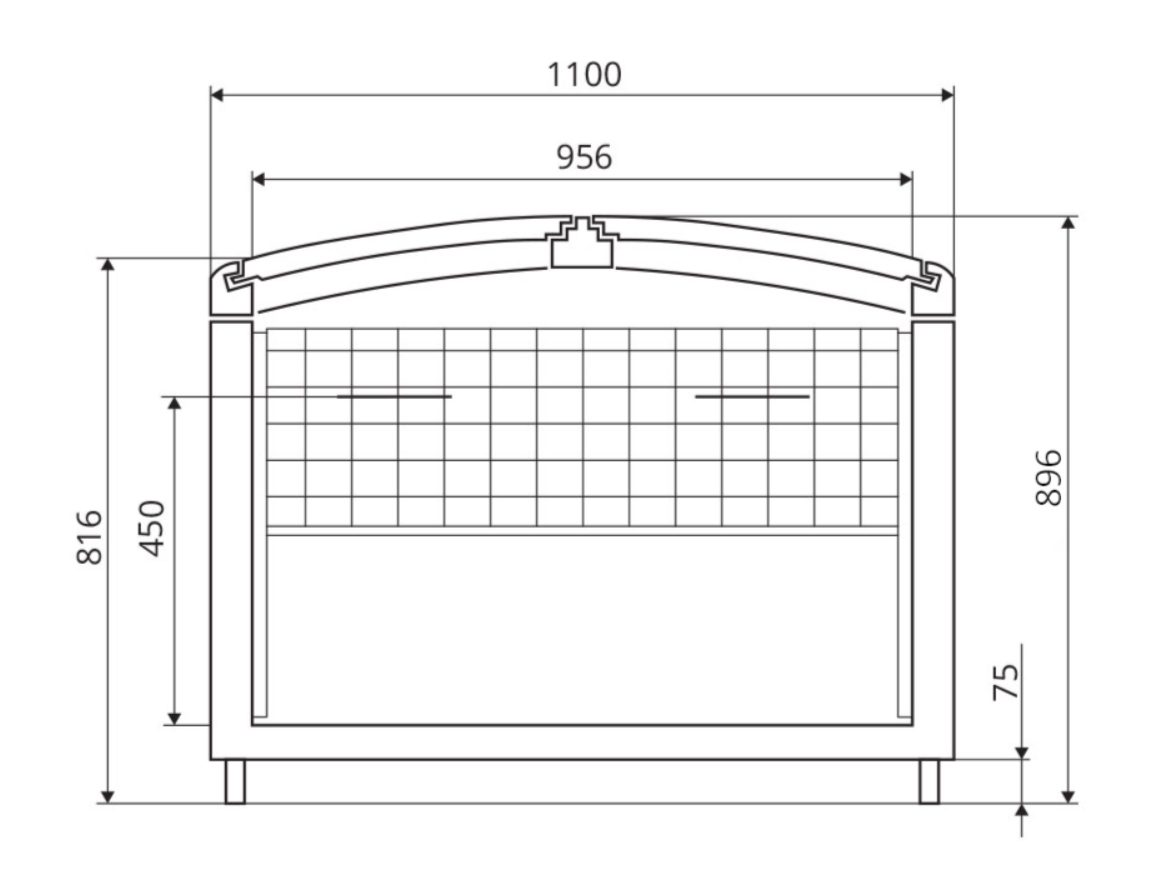 Фото Ларь-бонета универсальная Levin CORTINA 210 HT/CT (RAL 9016) с делителями и решетками 2