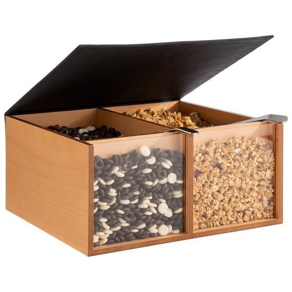 Фото Емкость для закусок APS Toast Box H 160 мм, L 360 мм, B 335 мм бежевая, черная артикул 11713 4