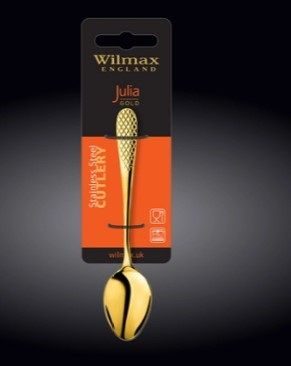 Фото Набор чайных ложек Wilmax Julia золотой L 140 мм (2 шт, на блистере) — арт. WL-999234/2B 1