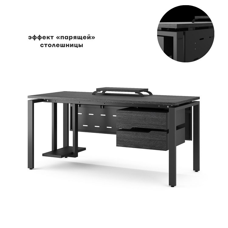 Фото Стол офисный КОБОР P-160/70 black/wood 2