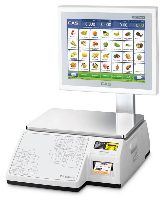 Фото Весы торговые с печатью этикеток CAS CL7000-30S 1