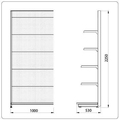Фото Стеллаж торговый пристенный Stahler ECO LINE L=1000 мм H=2250 мм перфорированный 3
