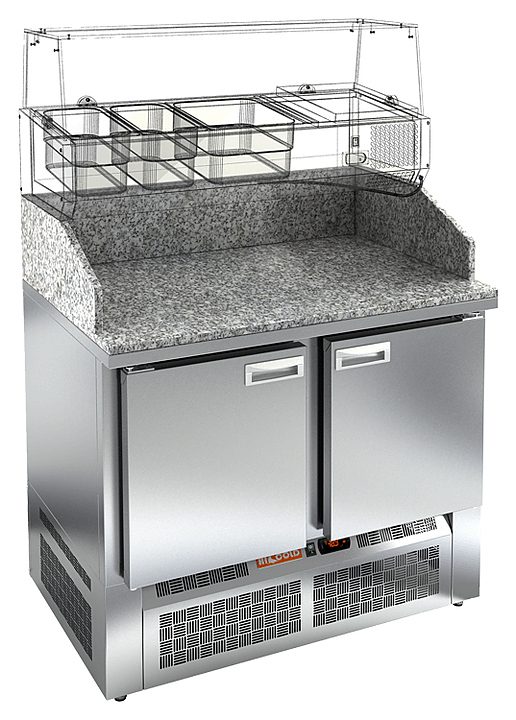 Стол для пиццы HICOLD PZE3-11/GN камень (R290)