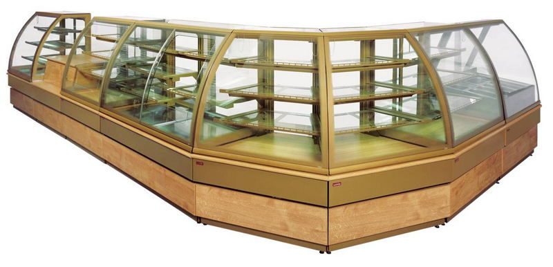 Фото Витрина кондитерская UNIS Georgia III 100 double glass, gold 1