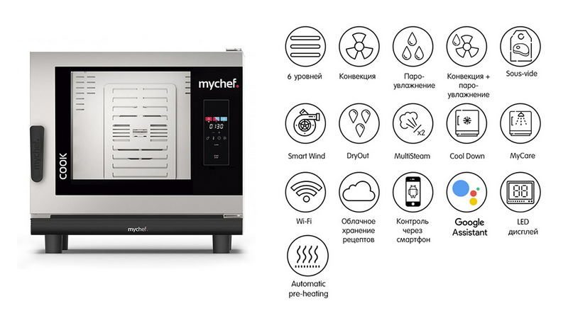 Фото Пароконвектомат Distform Mychef Cook Pro 6 GN 1/1 right opening, WiFi — арт. CCE6110D 2