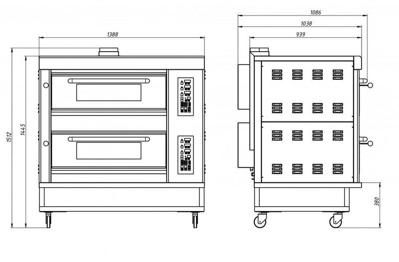 Фото Шкаф пекарский газовый GRILL MASTER ШЖГ/2 подовый (4 противня, с пароувлажнением) 1