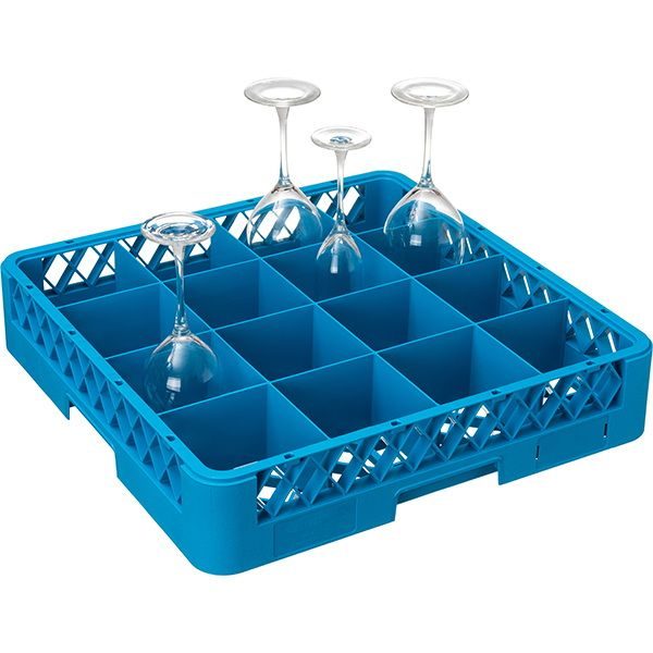 Фото Кассета для бокалов ProHotel JW-16 blue 500х500 мм, Dmax 113 мм, Hmax 80 мм, 16 ячеек, голубой 1