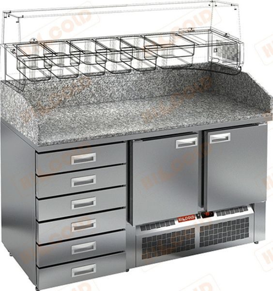 Стол для пиццы HICOLD PZE4-11/GN камень (R290)