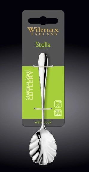 Фото Ложка десертная Wilmax Stella серебряная L 135 мм (на блистере) — арт. WL-999146/1B 1
