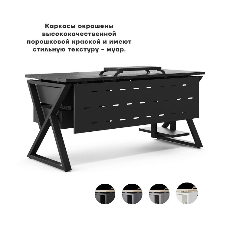 Фото Стол офисный КОБОР W-140/60 black/wood 6