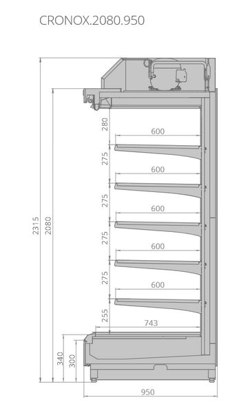Фото Холодильная горка гастрономическая BrandFord CRONOX 2080.950.125 Portable — арт. ХЛ145 2