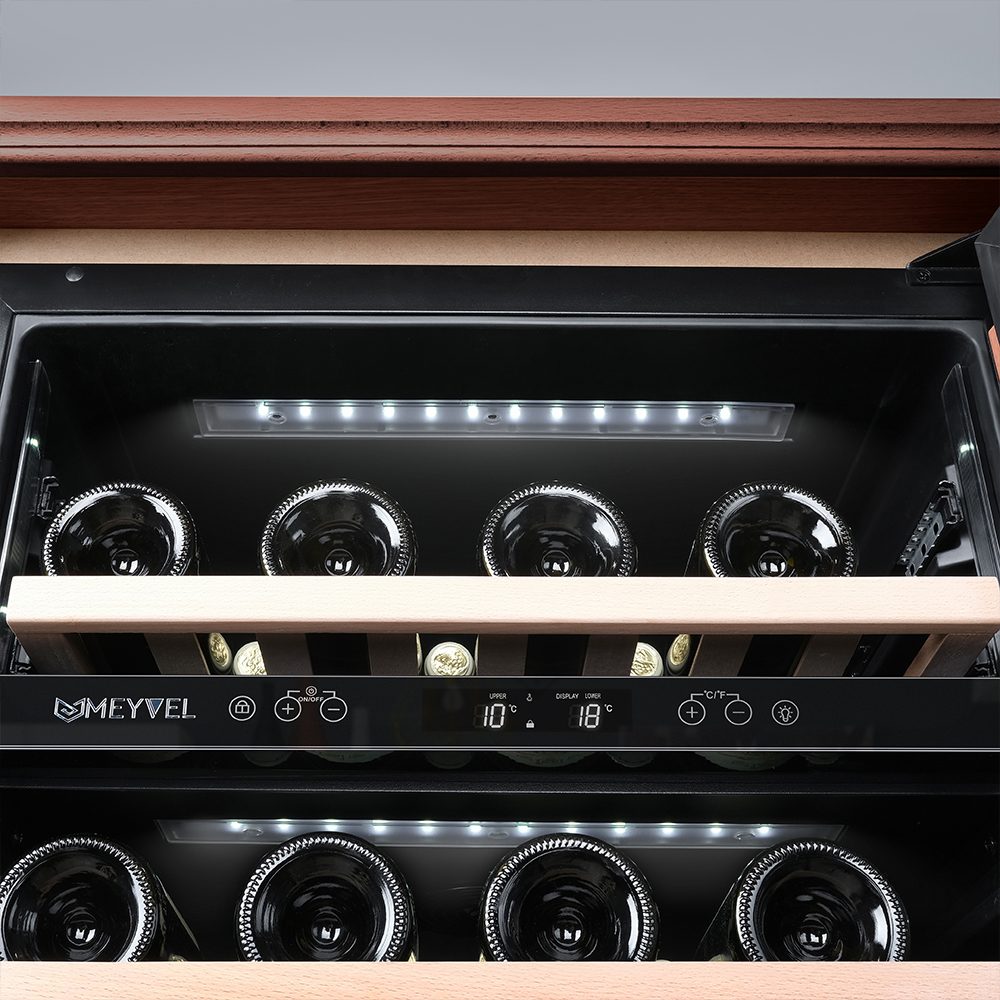 Фото Шкаф винный Meyvel MV46PRO-KBT2 (итальянский орех) компрессорный 12