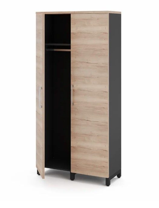 Фото Гардеробный шкаф распашной КОБОР HRG-90/40/M black/natural 2