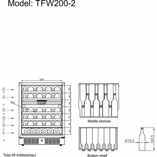 Фото Шкаф винный TEFCOLD TFW200-2S рама, двери нерж. 3