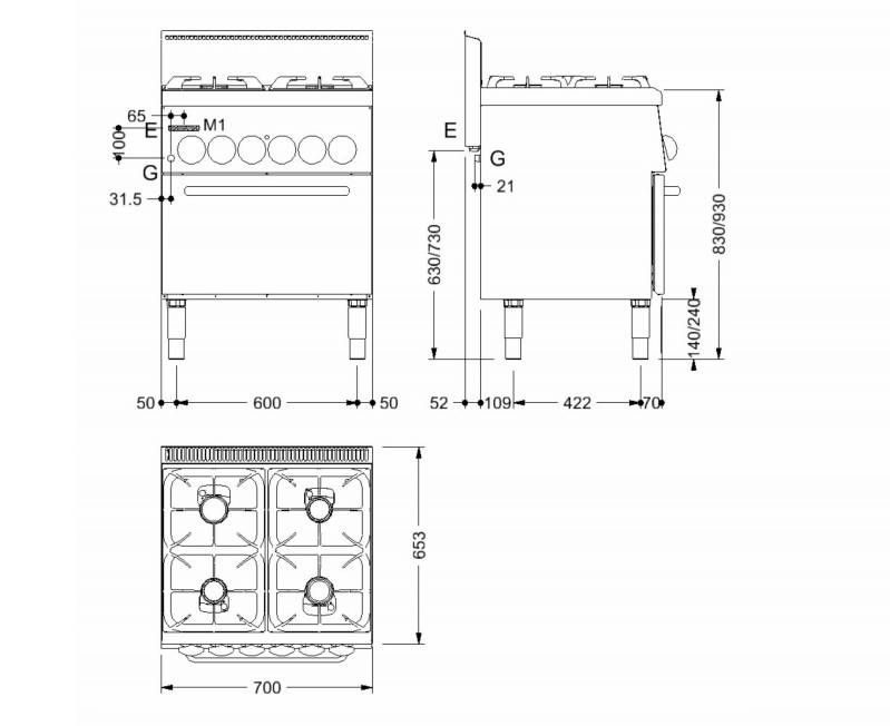 Фото Плита газовая Mareno C6FES7G 1