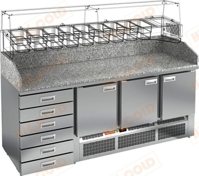 Стол для пиццы HICOLD PZE4-111/GN камень (R290)