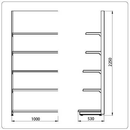 Фото Стеллаж торговый пристенный Stahler ECO LINE L=1000 мм H=2250 мм 4