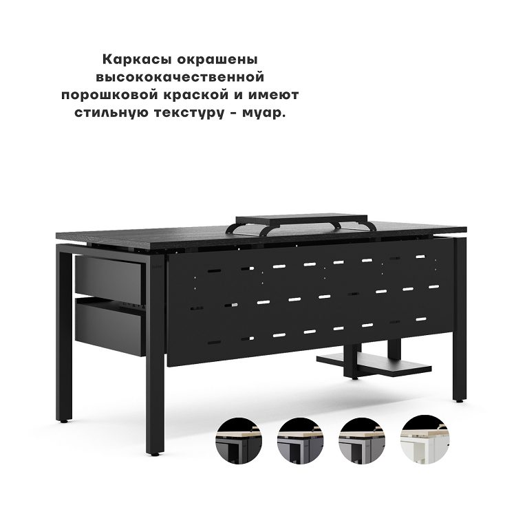 Фото Стол офисный КОБОР P-160/70 black/wood 6