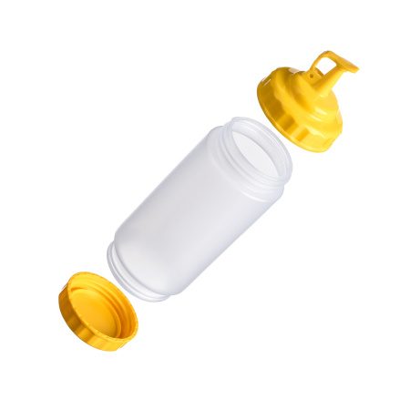 Фото Емкость для соуса Gastroplast 500 мл, D 70 мм, H 200 мм, 2 крышки (желтые), прозрачная артикул 79689 1