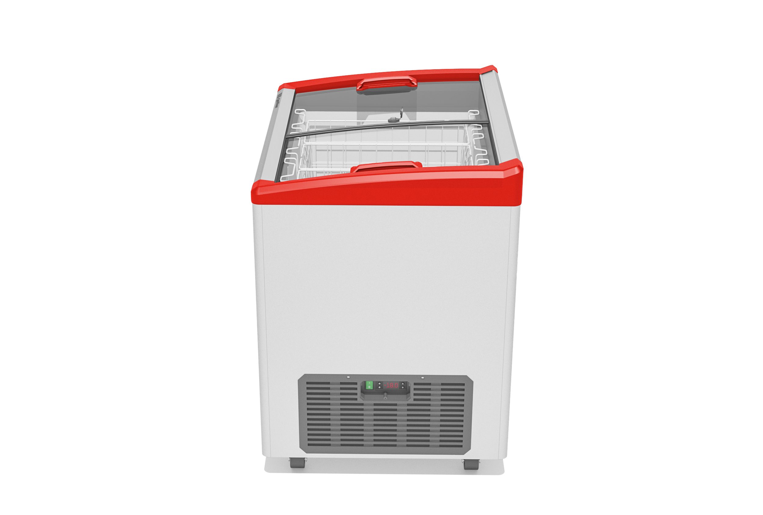 Фото Морозильный ларь Gellar FG 250 E красный V25 (алюминиевая рамка) 1