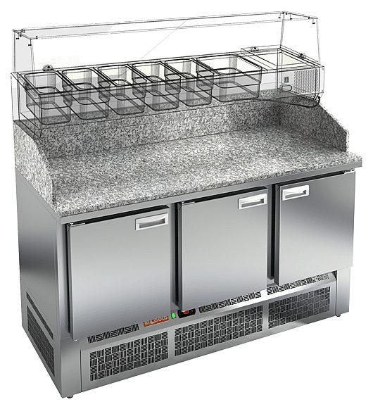 Стол для пиццы HICOLD PZE3-111/SN камень (R290)