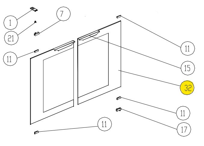 Стекло UNOX VT1165A0(ZVT1165 расстоечного серии XL