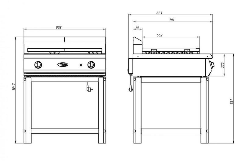 Фото Поверхность жарочная газовая GRILL MASTER Ф2ПЖГ/800 (на подставке) 1