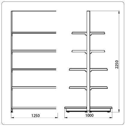 Фото Стеллаж торговый островной Stahler ECO LINE L=1250 мм H=2250 мм 4