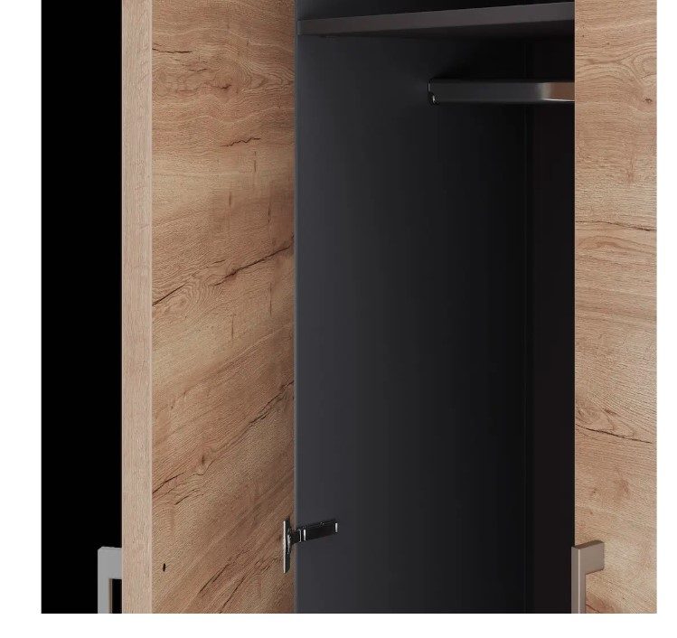 Фото Гардеробный шкаф распашной КОБОР HRG-90/60/M graphite/natural 1