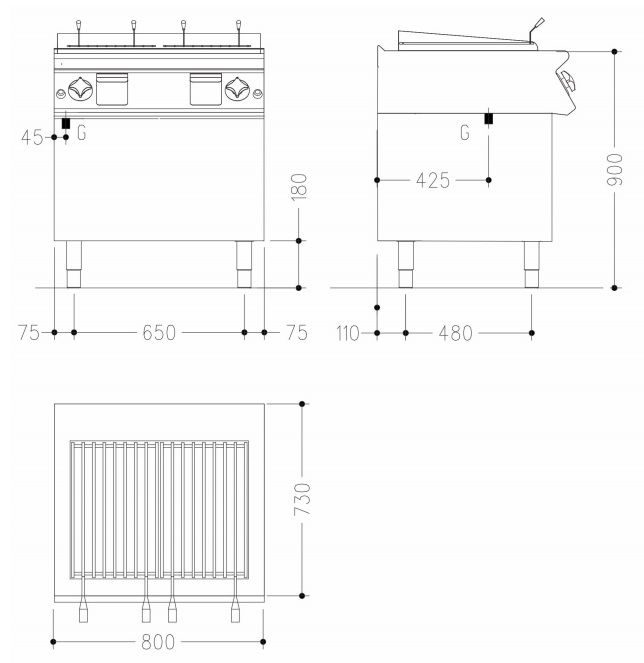 Фото Поверхность жарочная газовая Mareno NGPL78PG 1