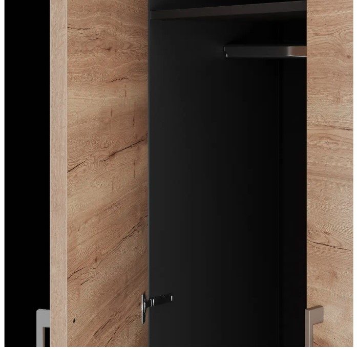 Фото Гардеробный шкаф распашной КОБОР HRG-90/40/M black/natural 1