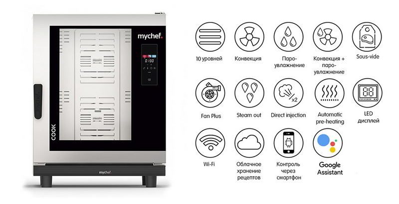 Фото Пароконвектомат Distform Mychef Cook Up 10 GN 1/1, right opening, WiFi, без — арт. CUP1110D 1