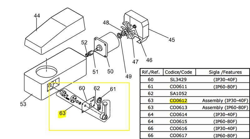 Рычаг в сборе FIMAR CO0612 для IP30/40F
