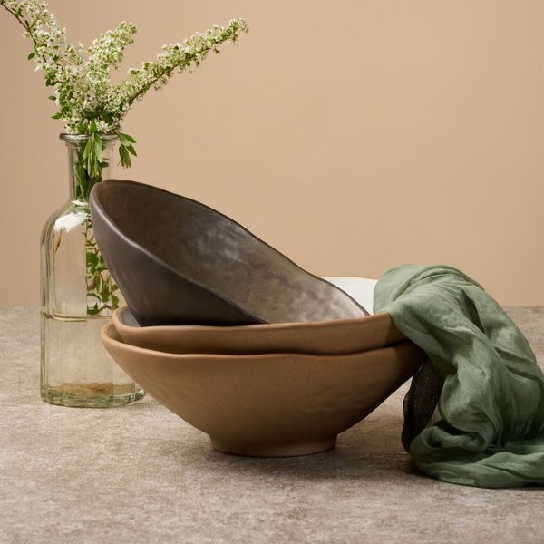Фото Салатник Kunstwerk Grasp 870 мл, D 220 мм, H 76 мм, бежевый — арт. 20730/beige 4