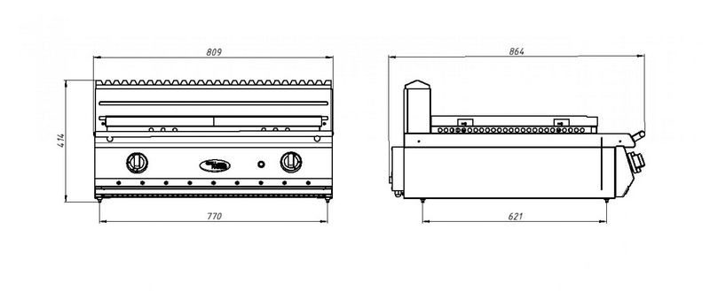 Фото Поверхность жарочная газовая GRILL MASTER Ф2ПЖГ/800 (настольная) 1