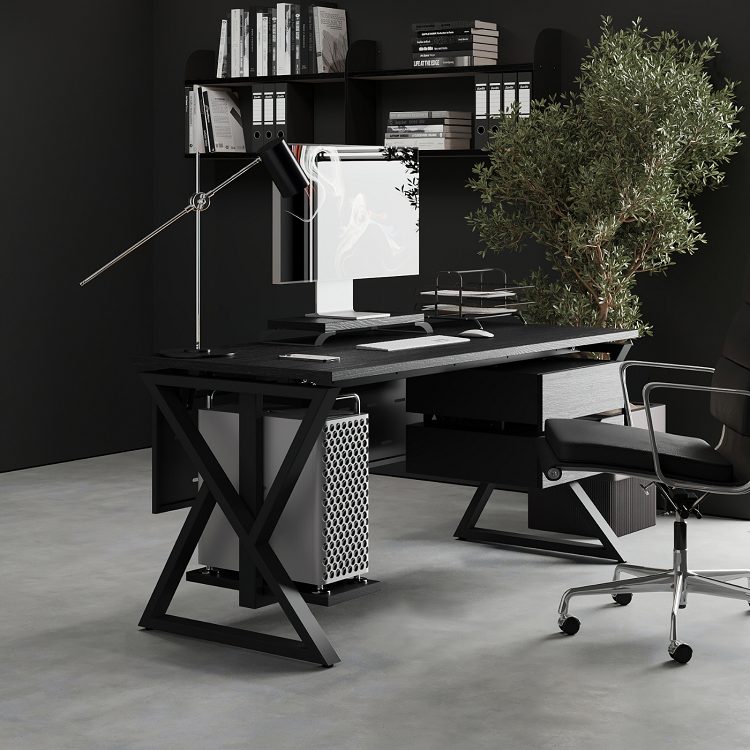 Фото Стол офисный КОБОР W-140/60 black/wood 8