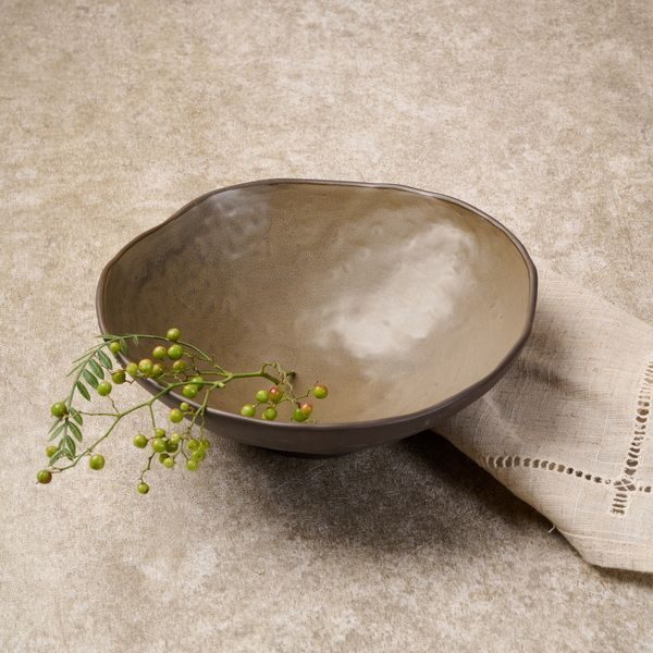 Фото Салатник Kunstwerk Grasp 870 мл, D 220 мм, H 76 мм, коричневый — арт. 20730/brown 4