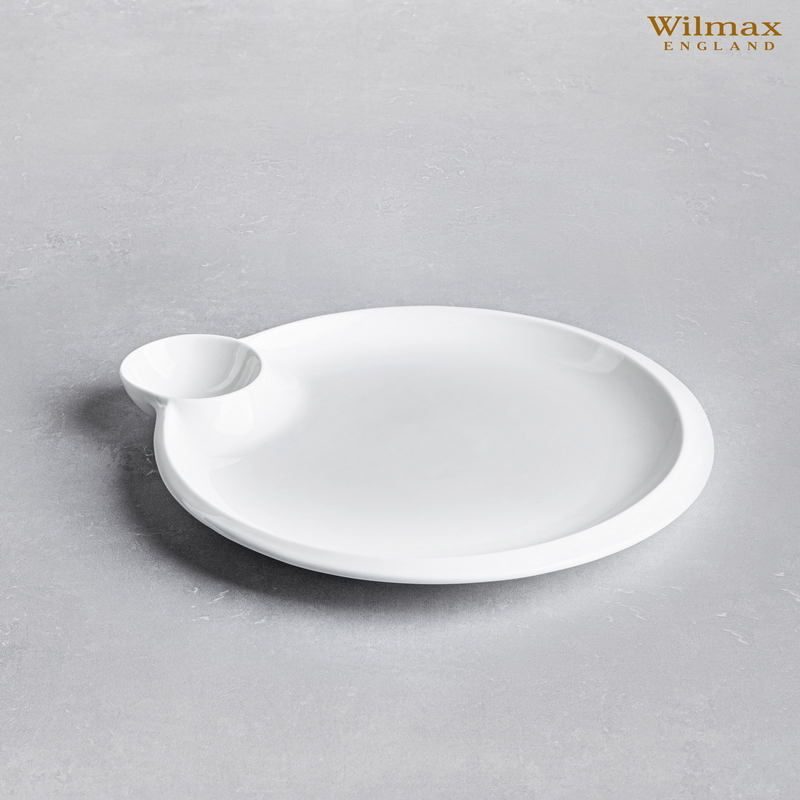 Фото Блюдо для подачи Wilmax Teona D 300 мм круглое, с соусником, утолщенный край артикул 992581 2