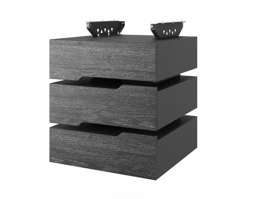Тумба подвесная на 3 ящика КОБОР T-3 black/wood