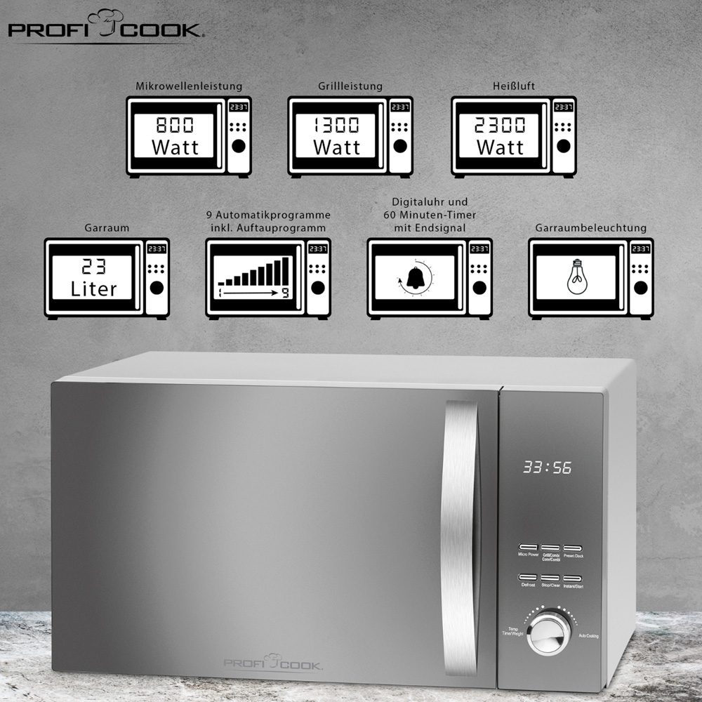 Фото Микроволновая печь Profi Cook — арт. PC-MWG 1176 silber 1