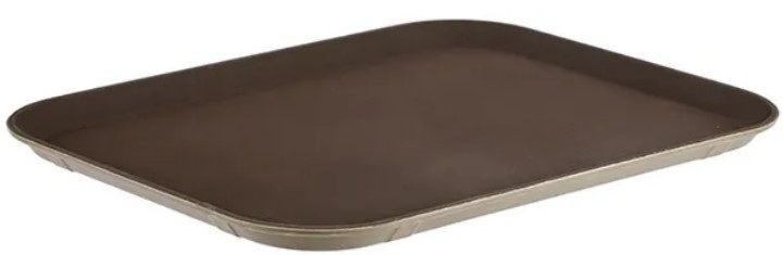 Фото Поднос прорезиненный ProHotel 1418ct/gf/brown 460х355 мм, фибергласс, коричневый артикул 4080625 1