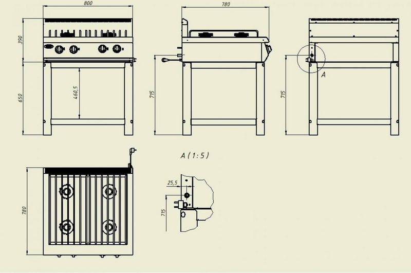 Фото Плита газовая GRILL MASTER Ф4ПГ/800 (на подставке) 1