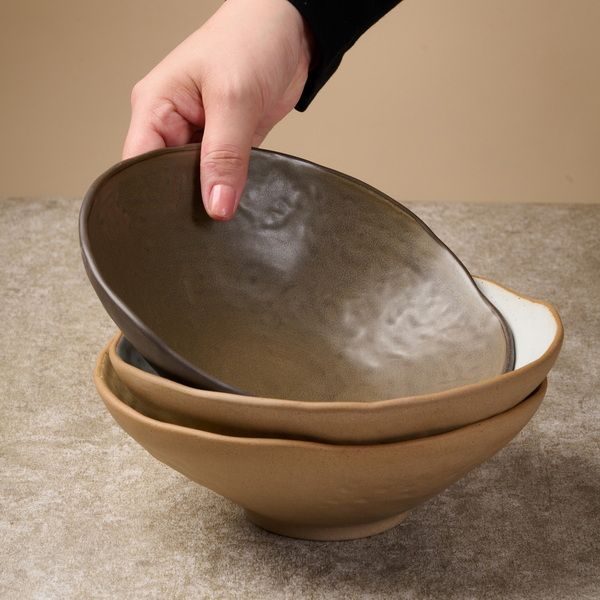 Фото Салатник Kunstwerk Grasp 870 мл, D 220 мм, H 76 мм, бежевый — арт. 20730/beige 7