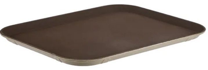 Фото Поднос прорезиненный ProHotel 1014/ct/gf/brown 355х255 мм, фибергласс, коричневый артикул 4080623 1