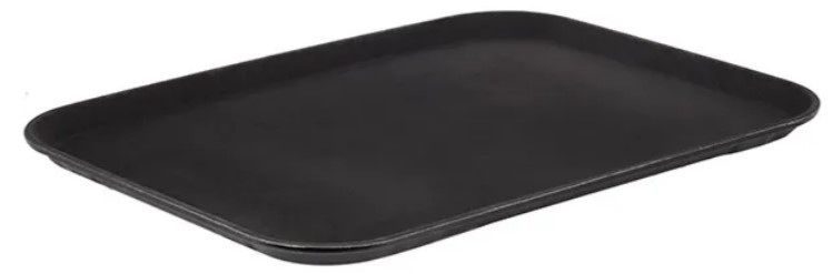 Фото Поднос прорезиненный ProHotel 1520ct/gf/black 510х380 мм, фибергласс, черный артикул 4080606 1