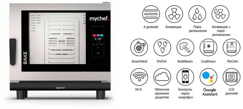 Фото Пароконвектомат Distform MyChef Bake 6 EN (600*400), без WiFi, автоматическая мойка — арт. BCE6100D 2