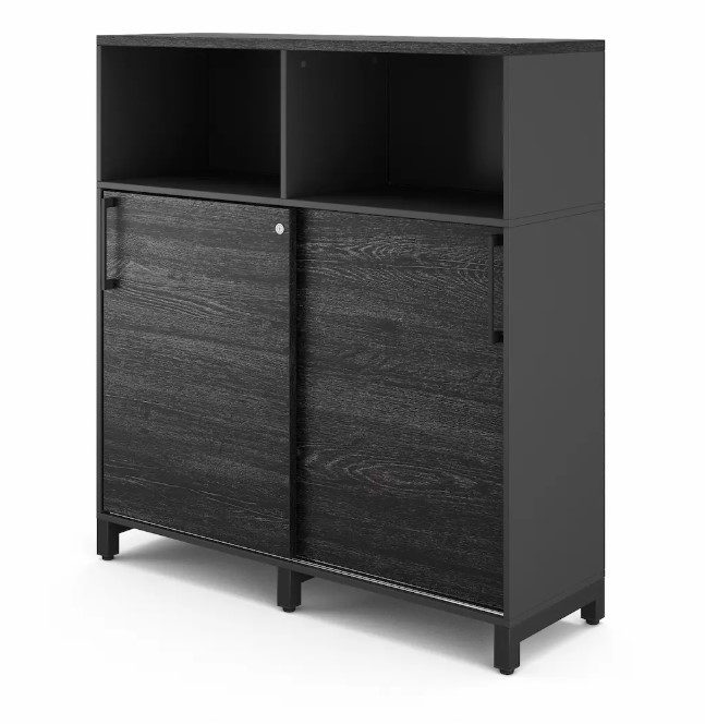 Шкаф открытый КОБОР HK/2/1-120/40/M black/wood